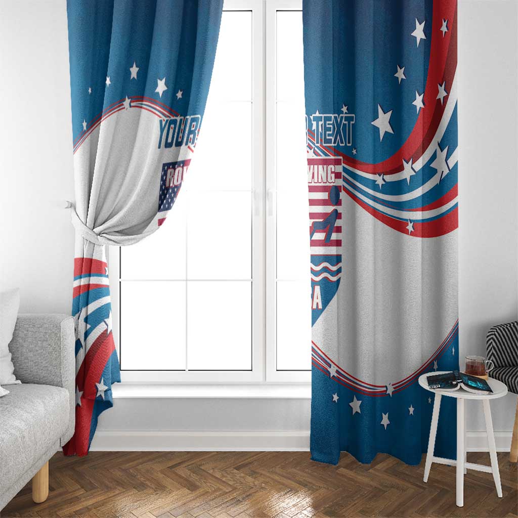 Personalized USA Rowing Window Curtain 2024 United States Flag Curve Style - Wonder Print Shop