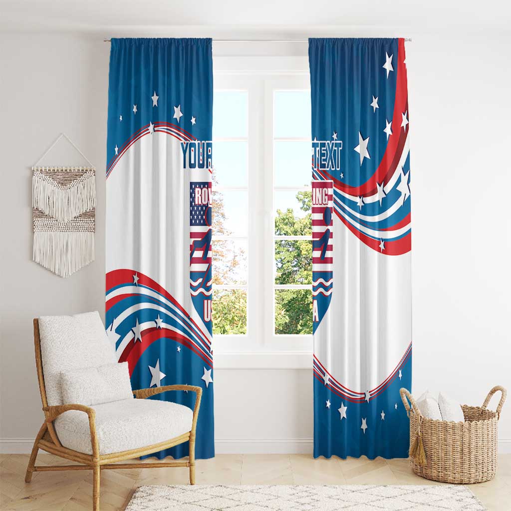 Personalized USA Rowing Window Curtain 2024 United States Flag Curve Style - Wonder Print Shop