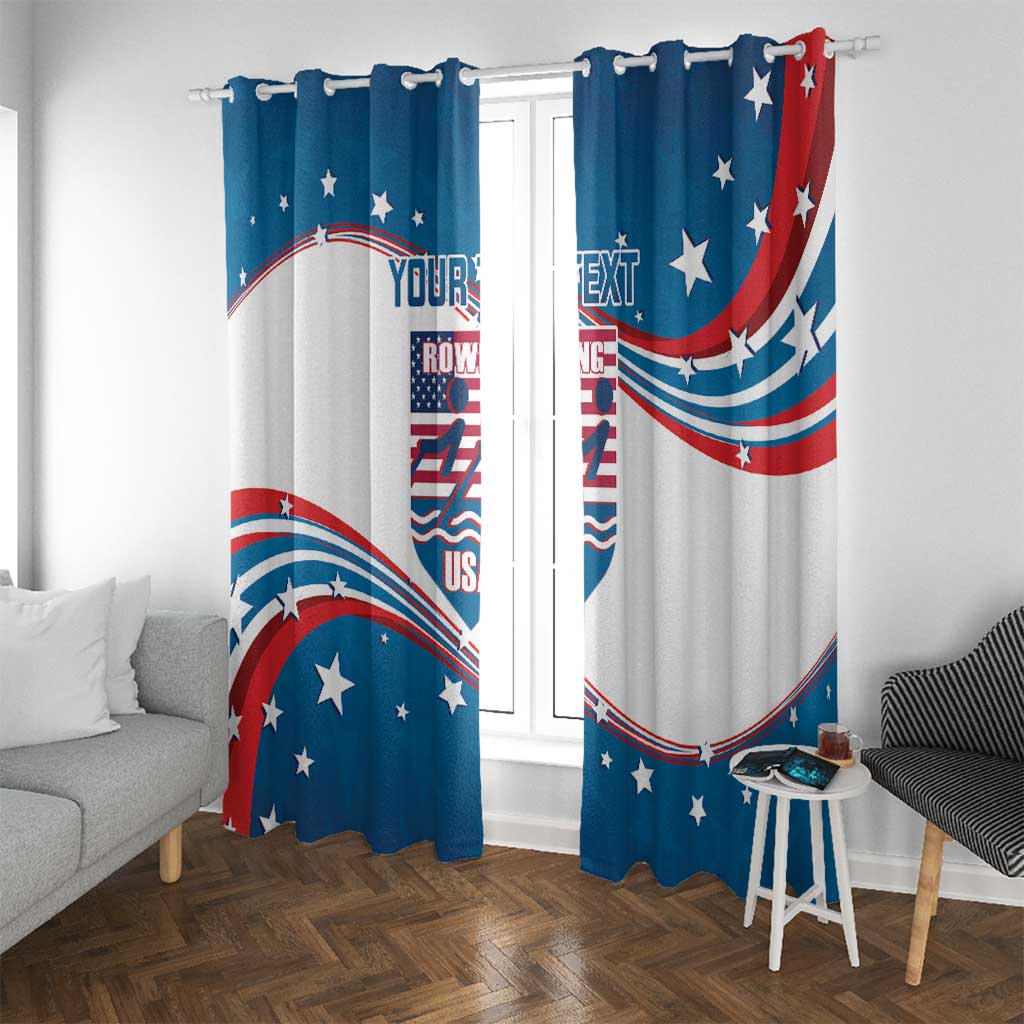 Personalized USA Rowing Window Curtain 2024 United States Flag Curve Style - Wonder Print Shop