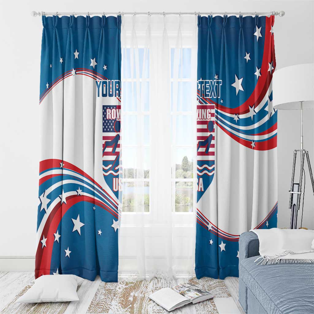 Personalized USA Rowing Window Curtain 2024 United States Flag Curve Style - Wonder Print Shop