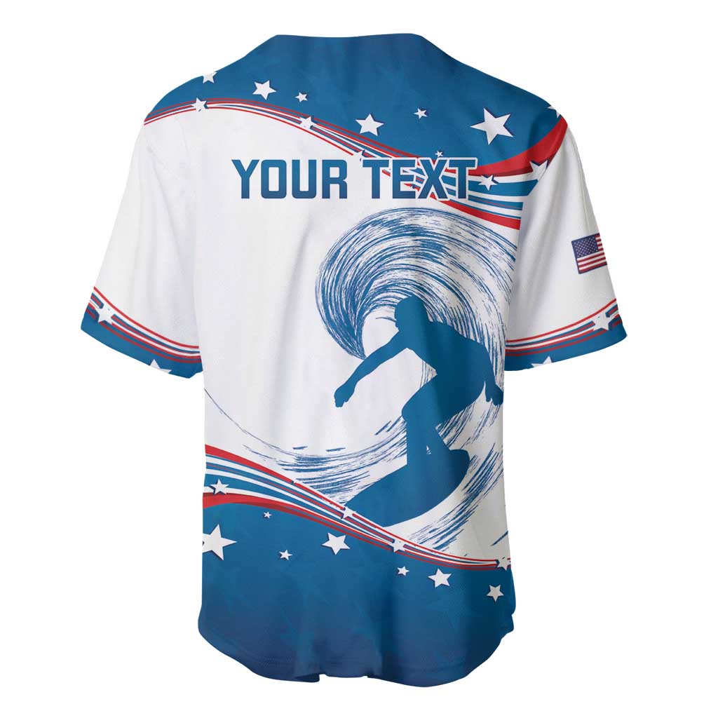 Personalized USA Surfing Baseball Jersey 2024 United States Flag Curve Style - Wonder Print Shop