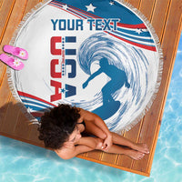 Personalized USA Surfing Beach Blanket 2024 United States Flag Curve Style - Wonder Print Shop