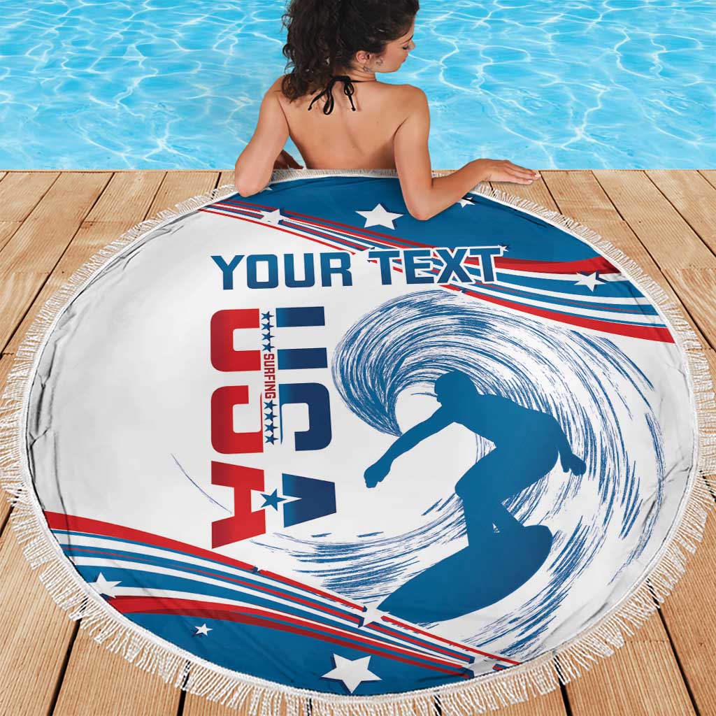 Personalized USA Surfing Beach Blanket 2024 United States Flag Curve Style - Wonder Print Shop