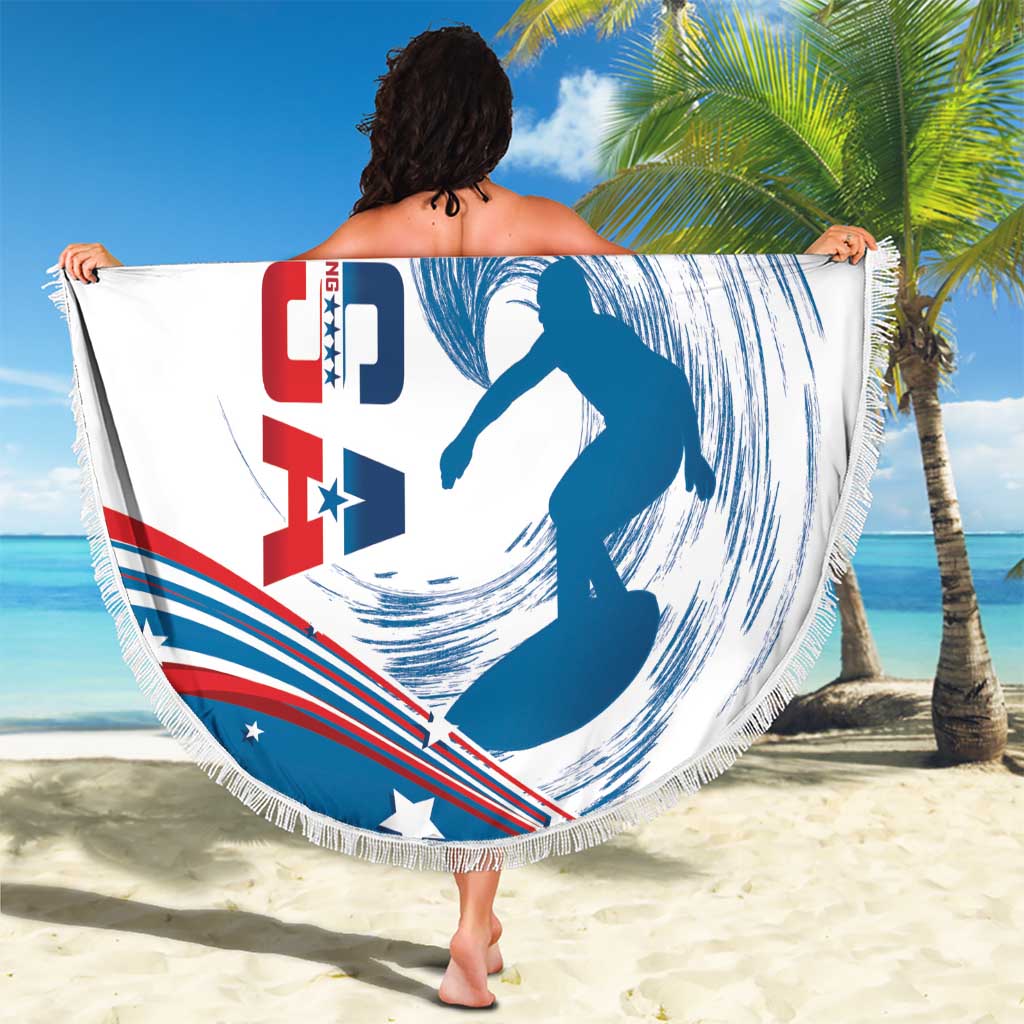 Personalized USA Surfing Beach Blanket 2024 United States Flag Curve Style - Wonder Print Shop