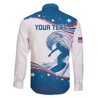 Personalized USA Surfing Family Matching Off Shoulder Short Dress and Hawaiian Shirt 2024 United States Flag Curve Style - Wonder Print Shop