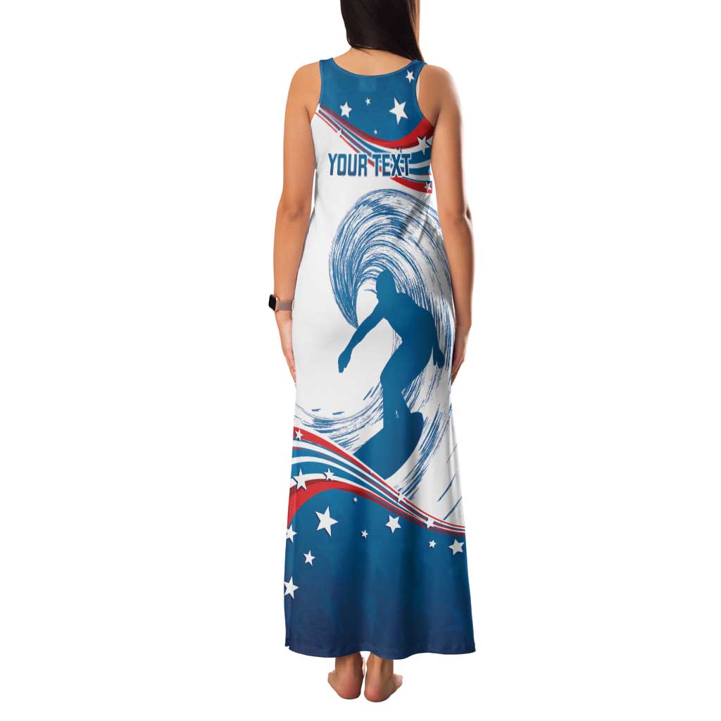 Personalized USA Surfing Family Matching Tank Maxi Dress and Hawaiian Shirt 2024 United States Flag Curve Style - Wonder Print Shop