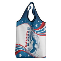 Personalized USA Surfing Grocery Bag United States Flag Curve Style
