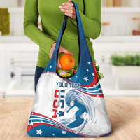 Personalized USA Surfing Grocery Bag United States Flag Curve Style
