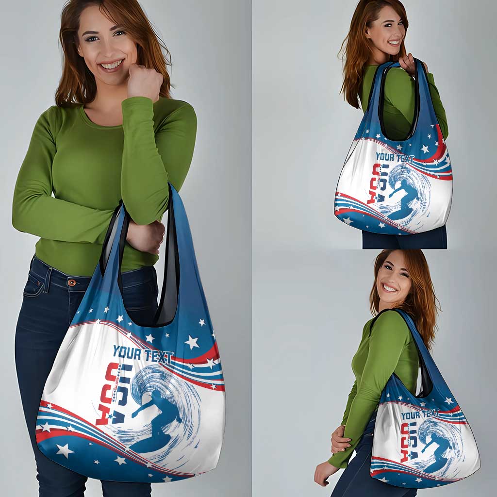 Personalized USA Surfing Grocery Bag United States Flag Curve Style
