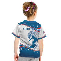 Personalized USA Surfing Kid T Shirt 2024 United States Flag Curve Style - Wonder Print Shop