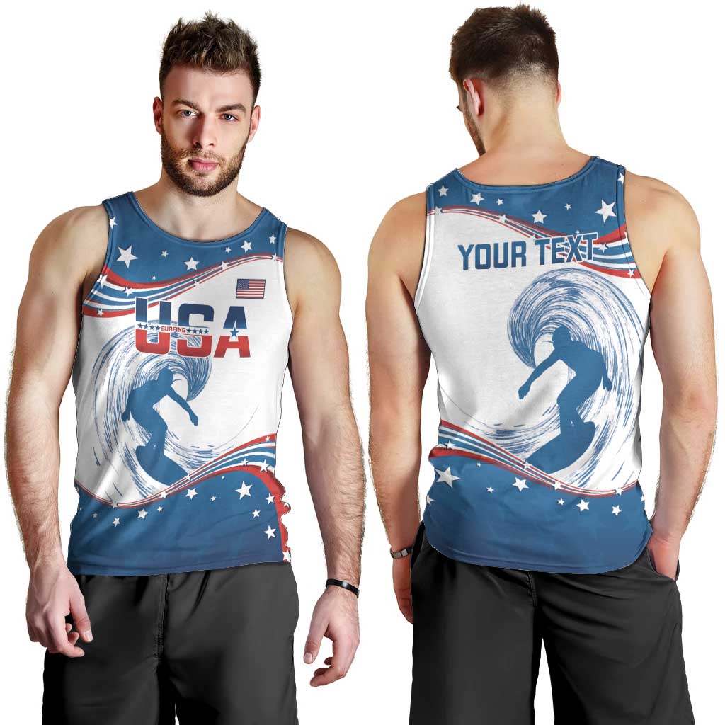 Personalized USA Surfing Men Tank Top 2024 United States Flag Curve Style - Wonder Print Shop