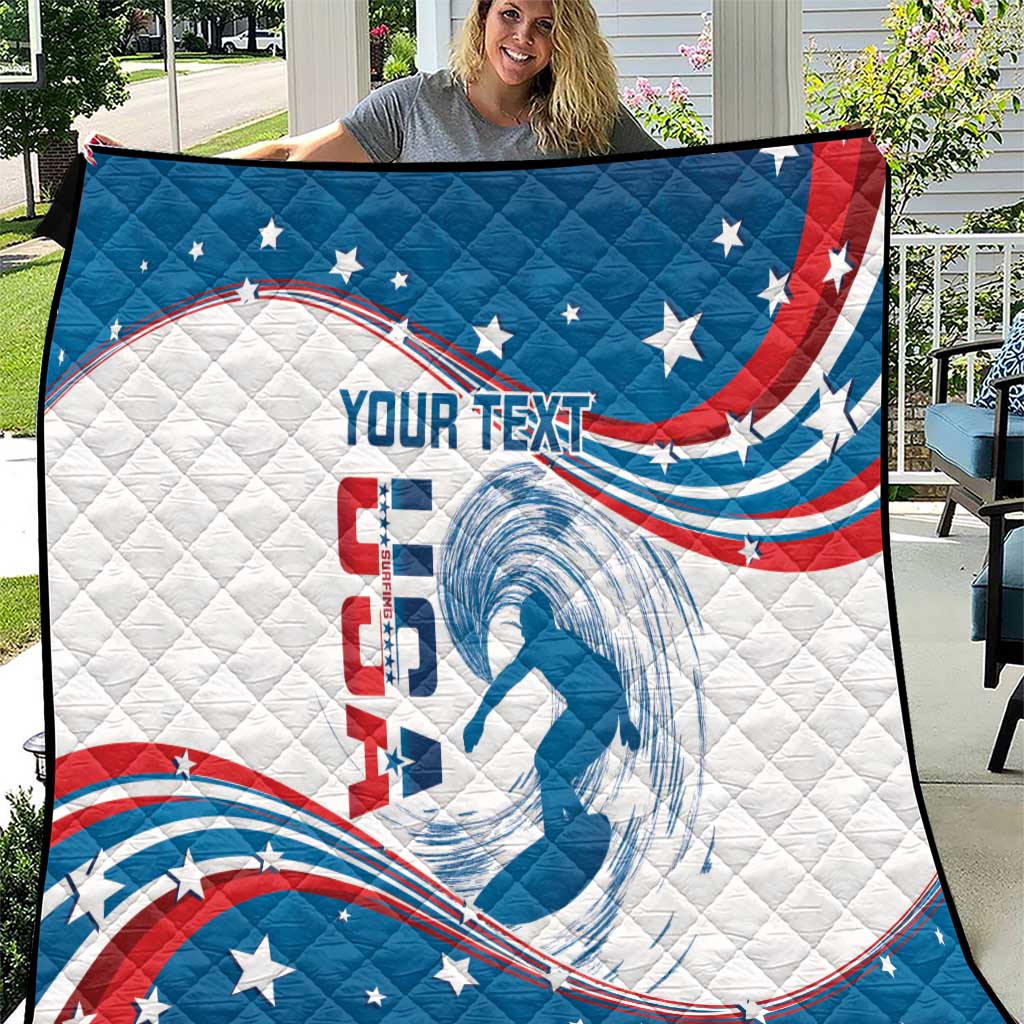 Personalized USA Surfing Quilt 2024 United States Flag Curve Style - Wonder Print Shop
