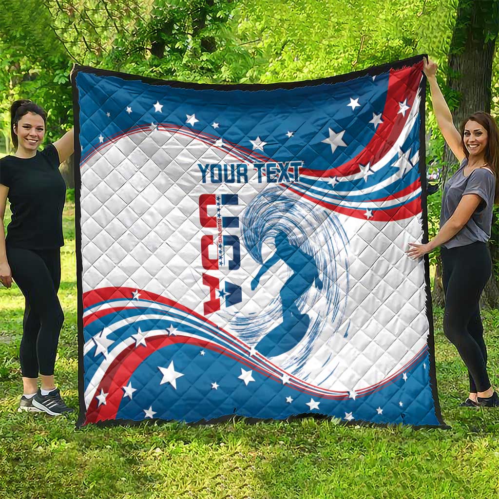 Personalized USA Surfing Quilt 2024 United States Flag Curve Style - Wonder Print Shop