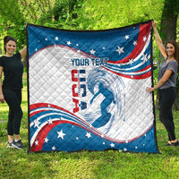 Personalized USA Surfing Quilt 2024 United States Flag Curve Style - Wonder Print Shop