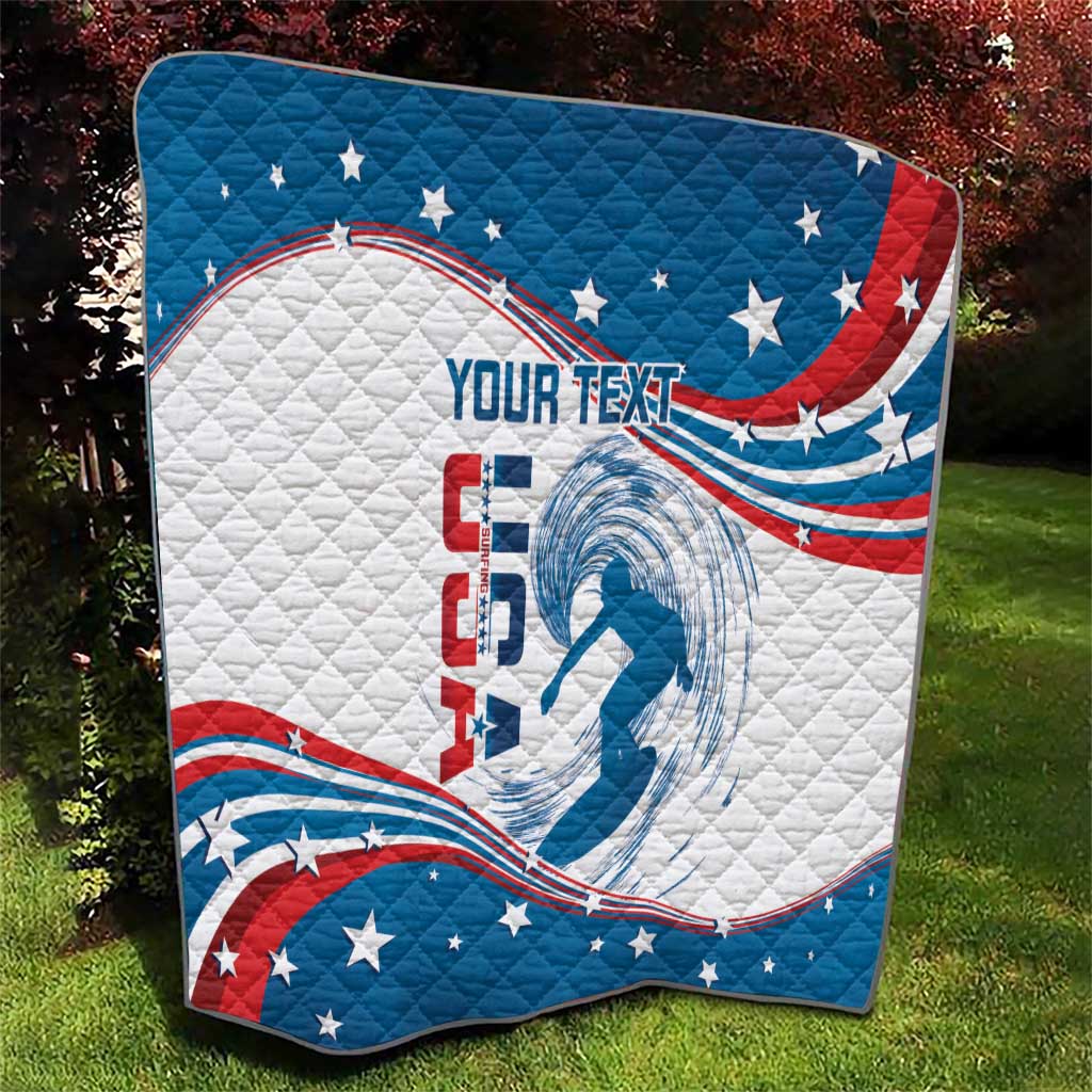 Personalized USA Surfing Quilt 2024 United States Flag Curve Style - Wonder Print Shop