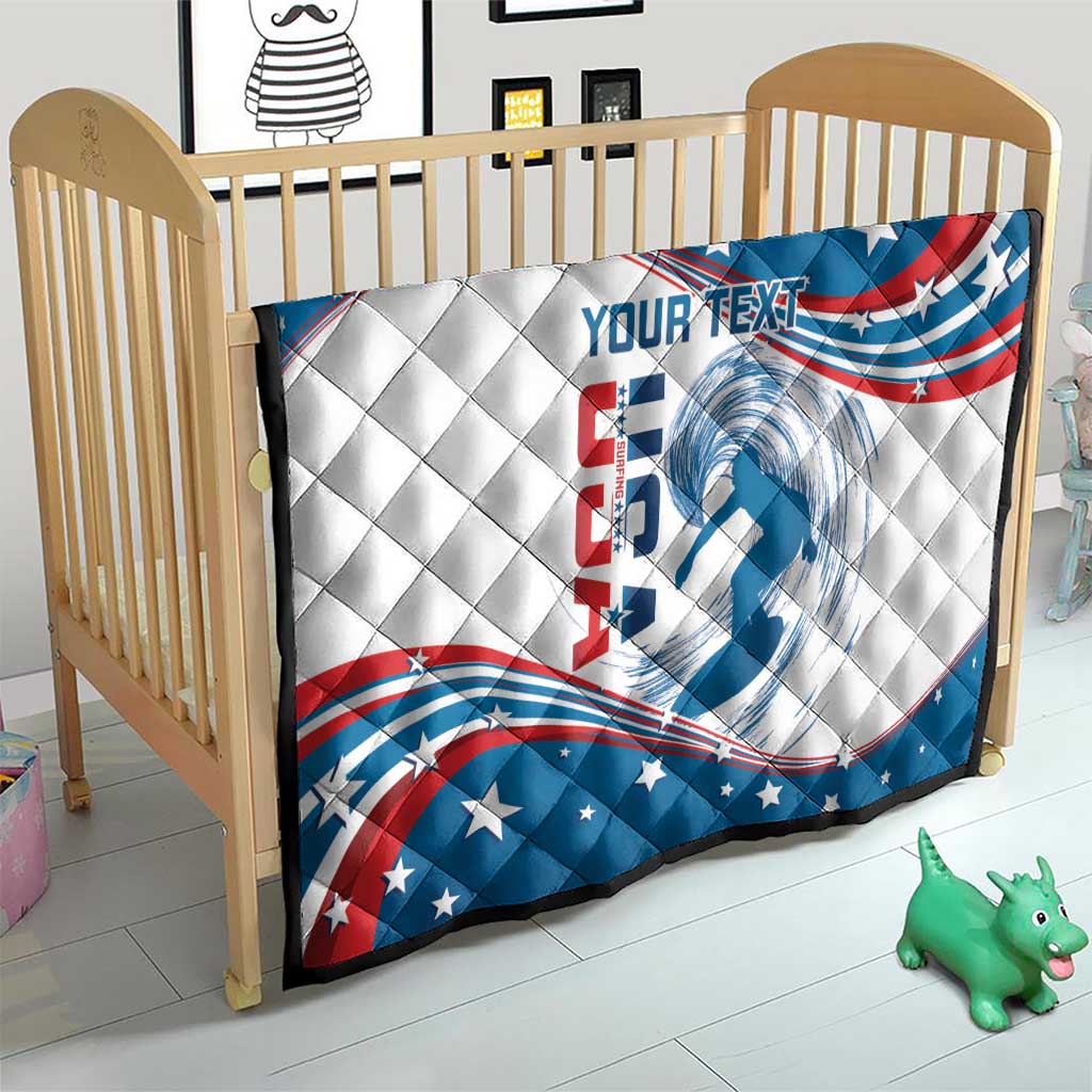 Personalized USA Surfing Quilt 2024 United States Flag Curve Style - Wonder Print Shop