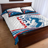 Personalized USA Surfing Quilt Bed Set 2024 United States Flag Curve Style - Wonder Print Shop
