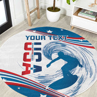Personalized USA Surfing Round Carpet 2024 United States Flag Curve Style