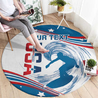 Personalized USA Surfing Round Carpet 2024 United States Flag Curve Style