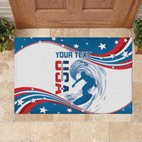 Personalized USA Surfing Rubber Doormat 2024 United States Flag Curve Style - Wonder Print Shop