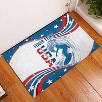 Personalized USA Surfing Rubber Doormat 2024 United States Flag Curve Style - Wonder Print Shop