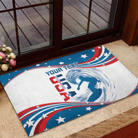 Personalized USA Surfing Rubber Doormat 2024 United States Flag Curve Style - Wonder Print Shop
