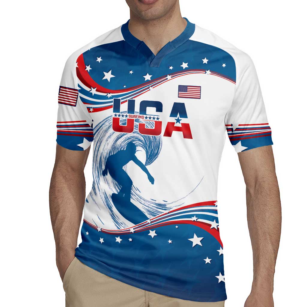 Personalized USA Surfing Rugby Jersey 2024 United States Flag Curve Style - Wonder Print Shop