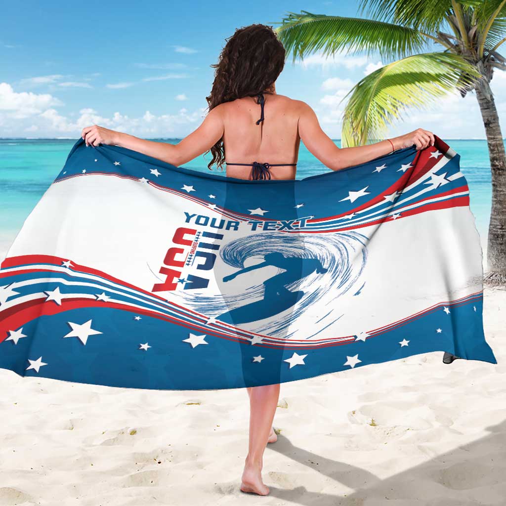 Personalized USA Surfing Sarong 2024 United States Flag Curve Style - Wonder Print Shop