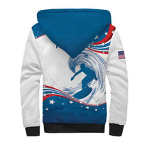 Personalized USA Surfing Sherpa Hoodie 2024 United States Flag Curve Style - Wonder Print Shop