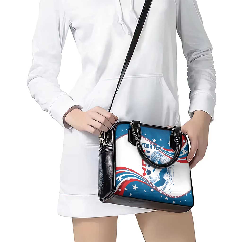 Personalized USA Surfing Shoulder Handbag 2024 United States Flag Curve Style