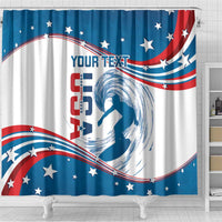 Personalized USA Surfing Shower Curtain 2024 United States Flag Curve Style