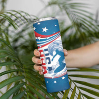 Personalized USA Surfing Skinny Tumbler 2024 United States Flag Curve Style - Wonder Print Shop