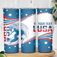 Personalized USA Surfing Skinny Tumbler 2024 United States Flag Curve Style - Wonder Print Shop