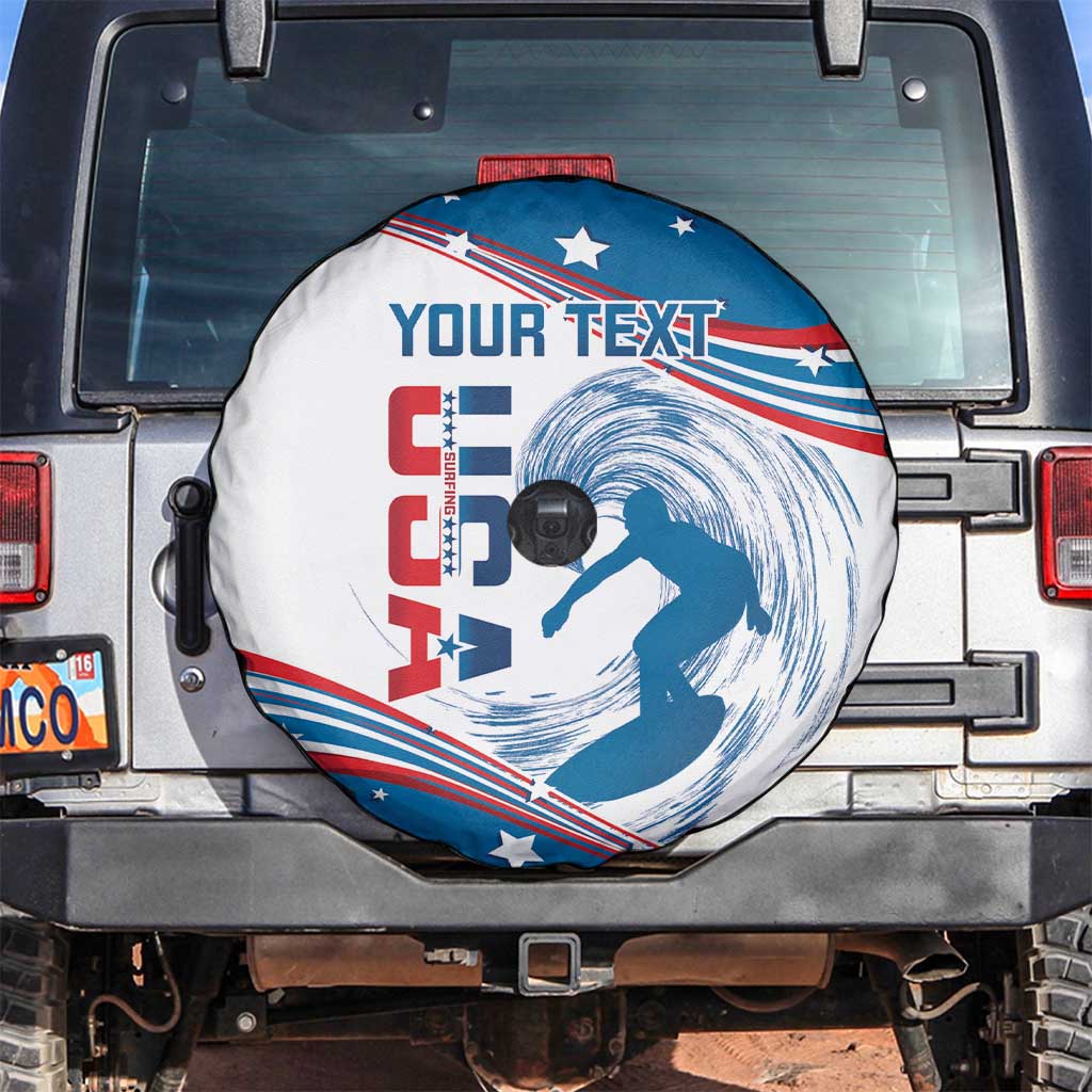 Personalized USA Surfing Spare Tire Cover 2024 United States Flag Curve Style - Wonder Print Shop