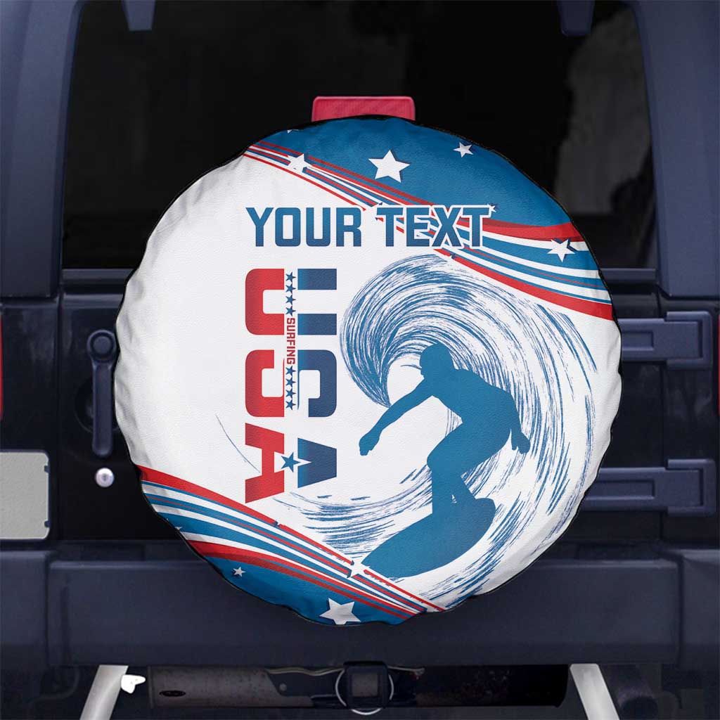 Personalized USA Surfing Spare Tire Cover 2024 United States Flag Curve Style - Wonder Print Shop