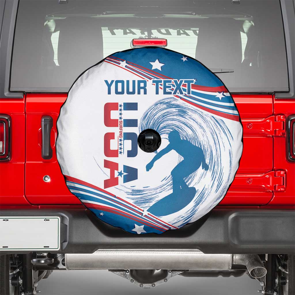 Personalized USA Surfing Spare Tire Cover 2024 United States Flag Curve Style - Wonder Print Shop