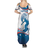 Personalized USA Surfing Summer Maxi Dress 2024 United States Flag Curve Style - Wonder Print Shop