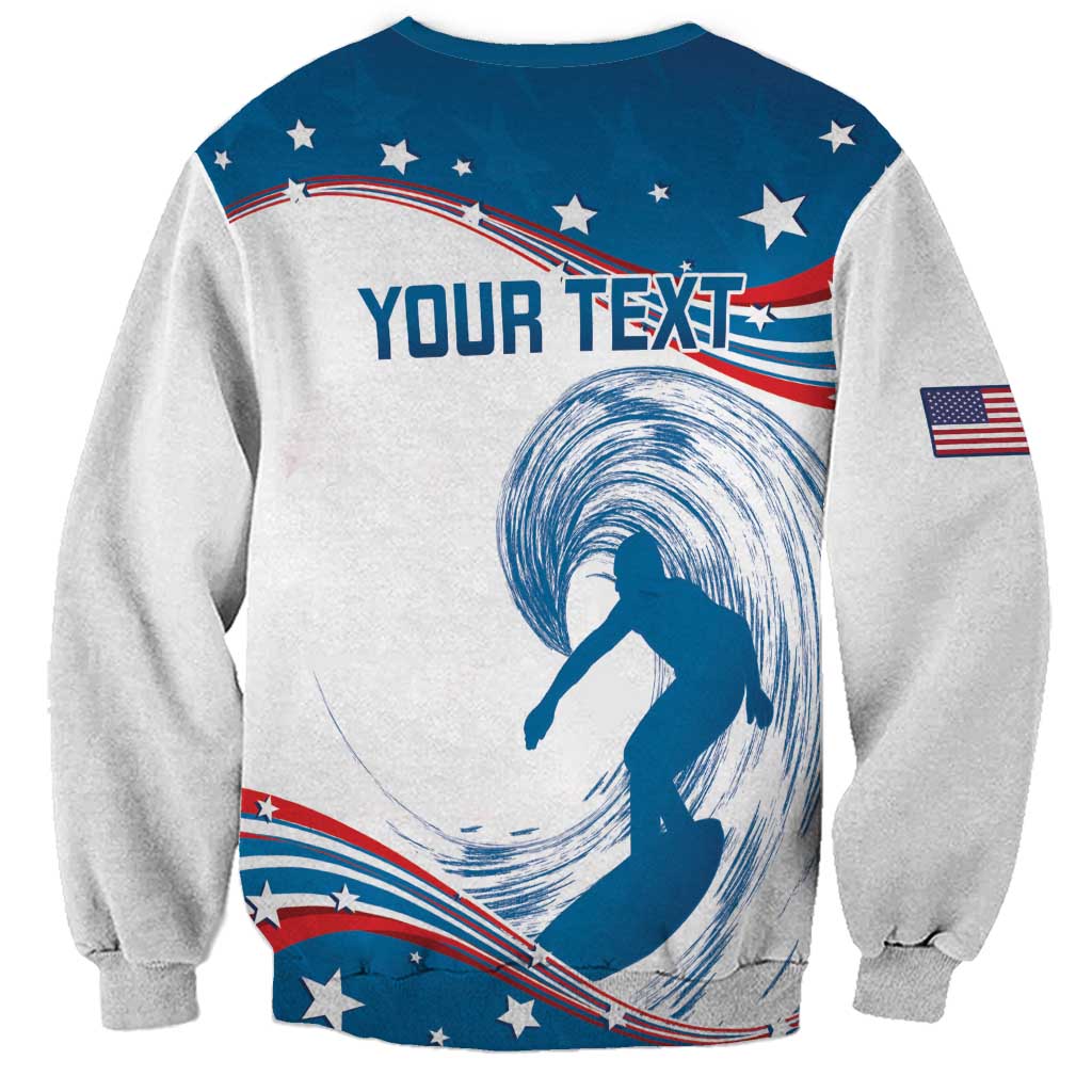 Personalized USA Surfing Sweatshirt 2024 United States Flag Curve Style - Wonder Print Shop
