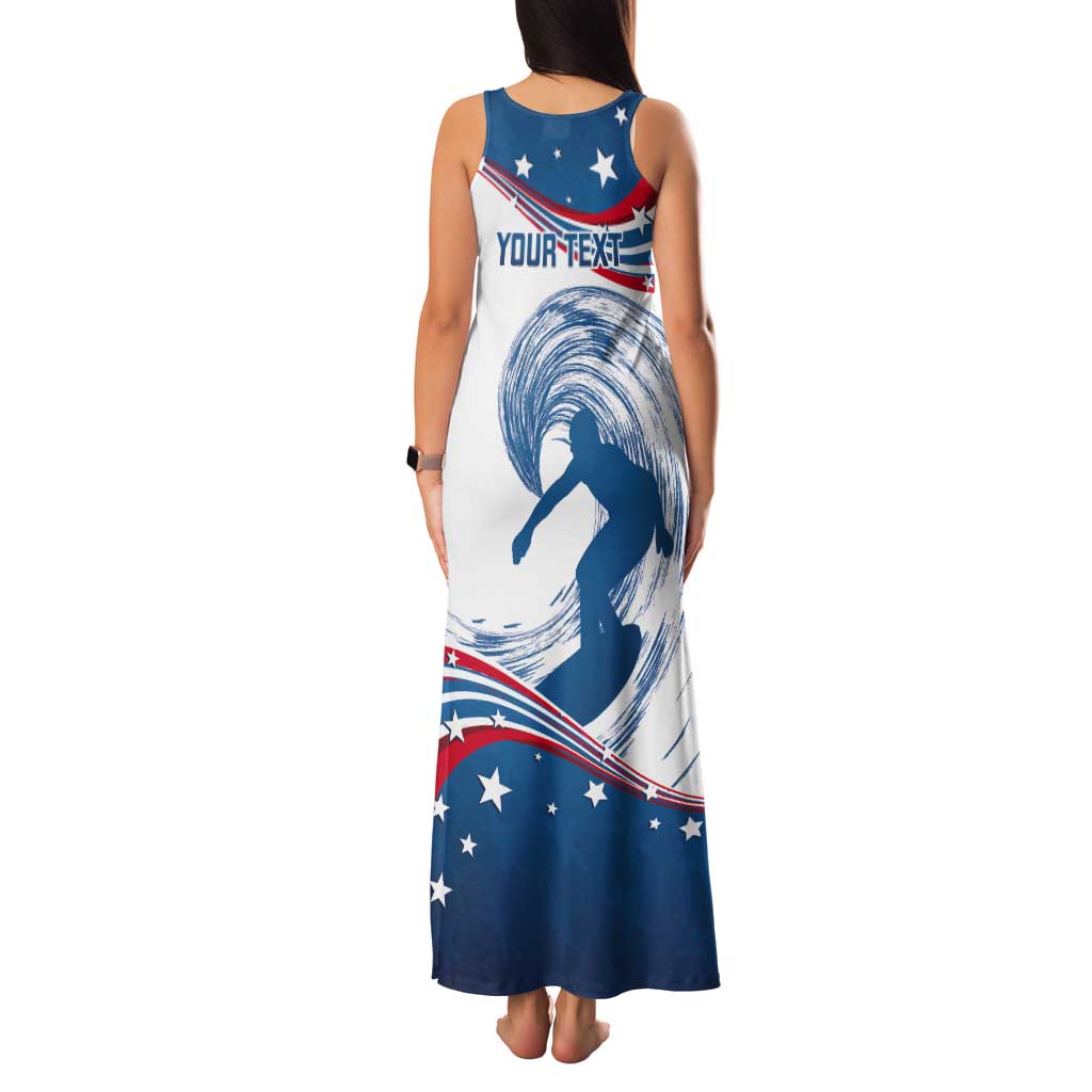 Personalized USA Surfing Tank Maxi Dress 2024 United States Flag Curve Style - Wonder Print Shop