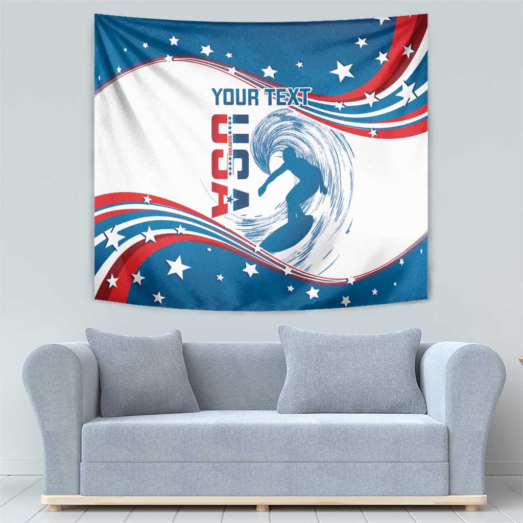 Personalized USA Surfing Tapestry 2024 United States Flag Curve Style - Wonder Print Shop