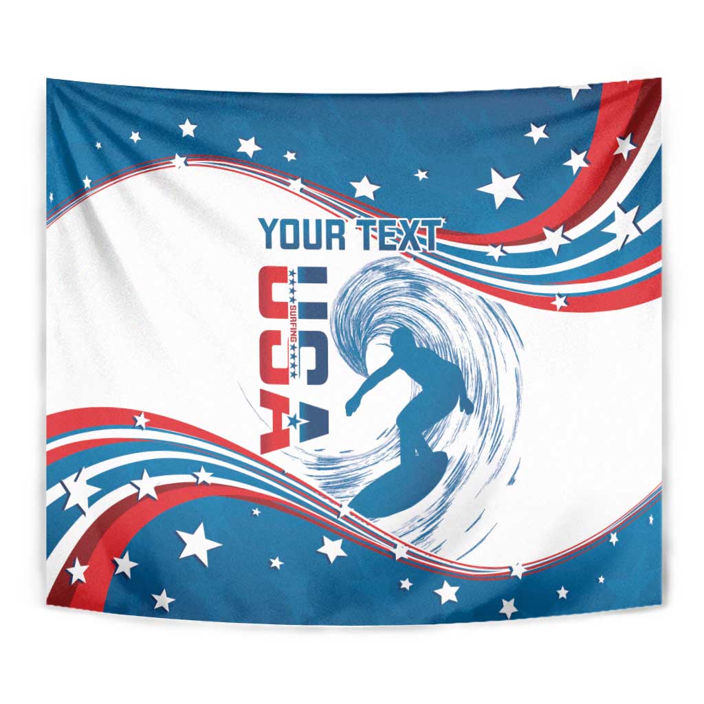 Personalized USA Surfing Tapestry 2024 United States Flag Curve Style - Wonder Print Shop