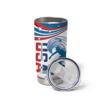 Personalized USA Surfing Tumbler Cup 2024 United States Flag Curve Style - Wonder Print Shop