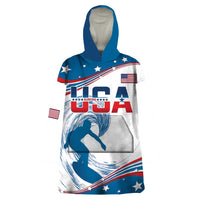 Personalized USA Surfing Wearable Blanket Hoodie 2024 United States Flag Curve Style - Wonder Print Shop