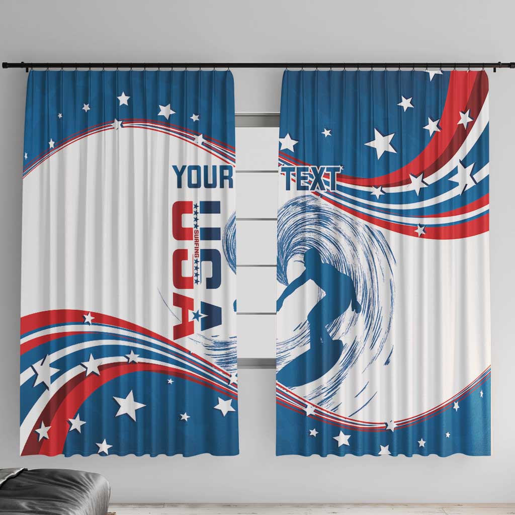 Personalized USA Surfing Window Curtain 2024 United States Flag Curve Style - Wonder Print Shop
