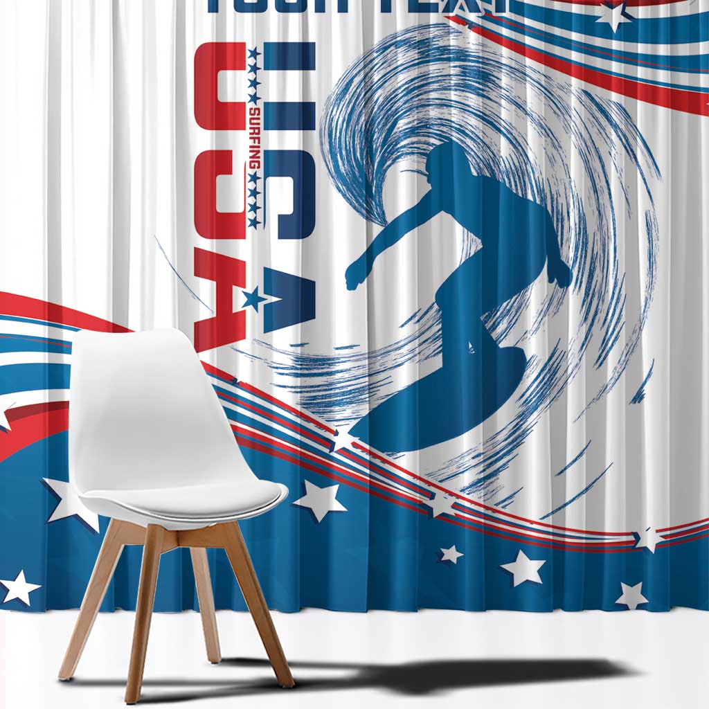 Personalized USA Surfing Window Curtain 2024 United States Flag Curve Style - Wonder Print Shop