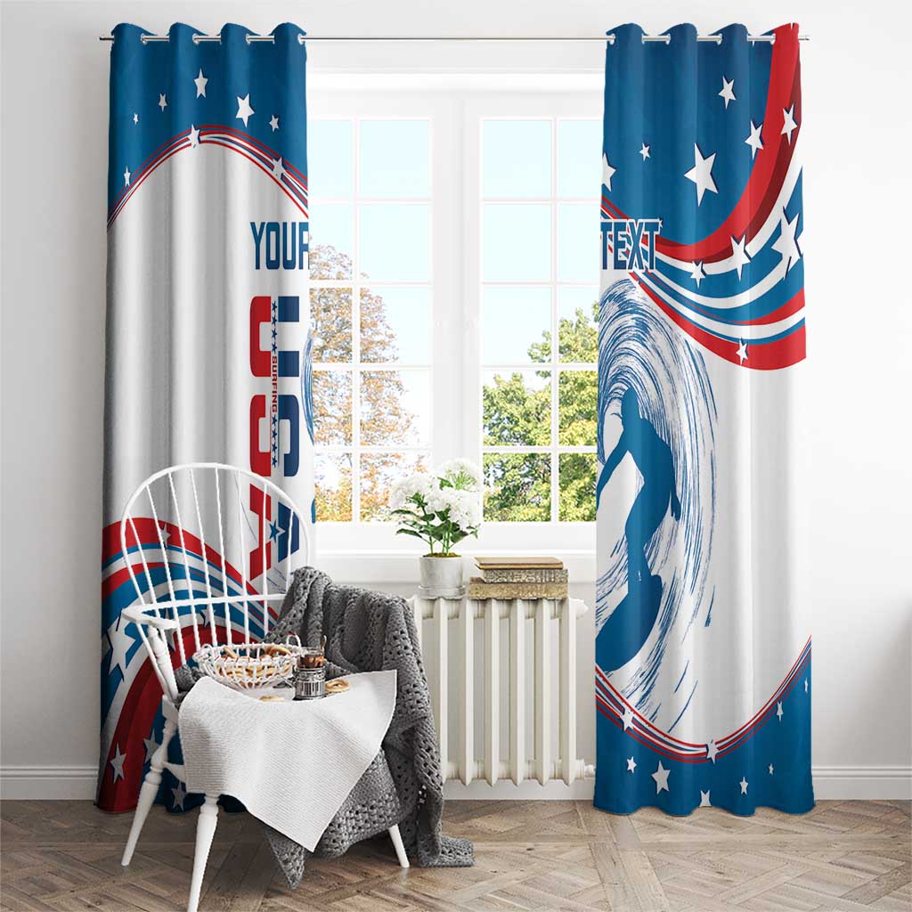 Personalized USA Surfing Window Curtain 2024 United States Flag Curve Style - Wonder Print Shop