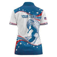Personalized USA Surfing Women Polo Shirt 2024 United States Flag Curve Style - Wonder Print Shop