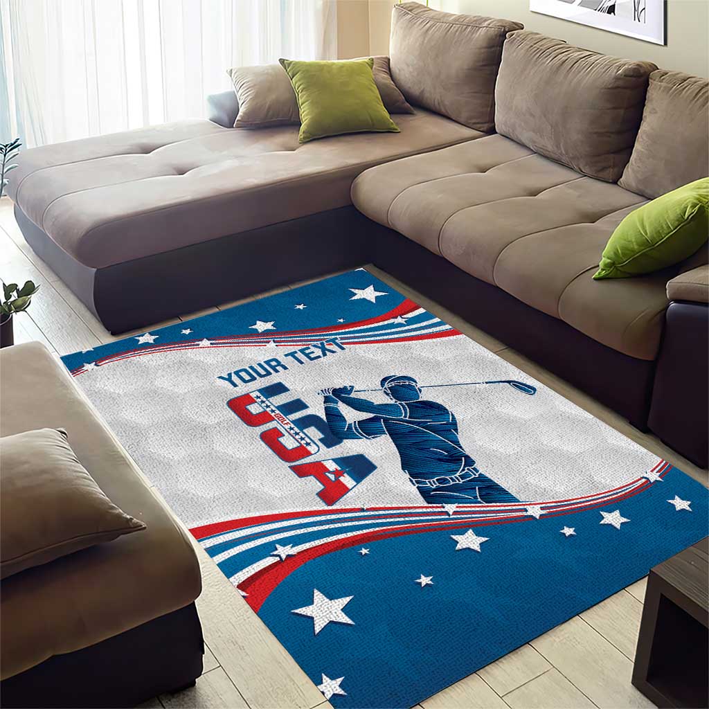 Personalized USA Golf Area Rug 2024 United States Flag Curve Style - Wonder Print Shop