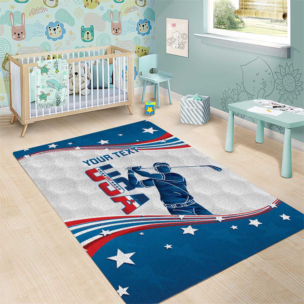 Personalized USA Golf Area Rug 2024 United States Flag Curve Style - Wonder Print Shop