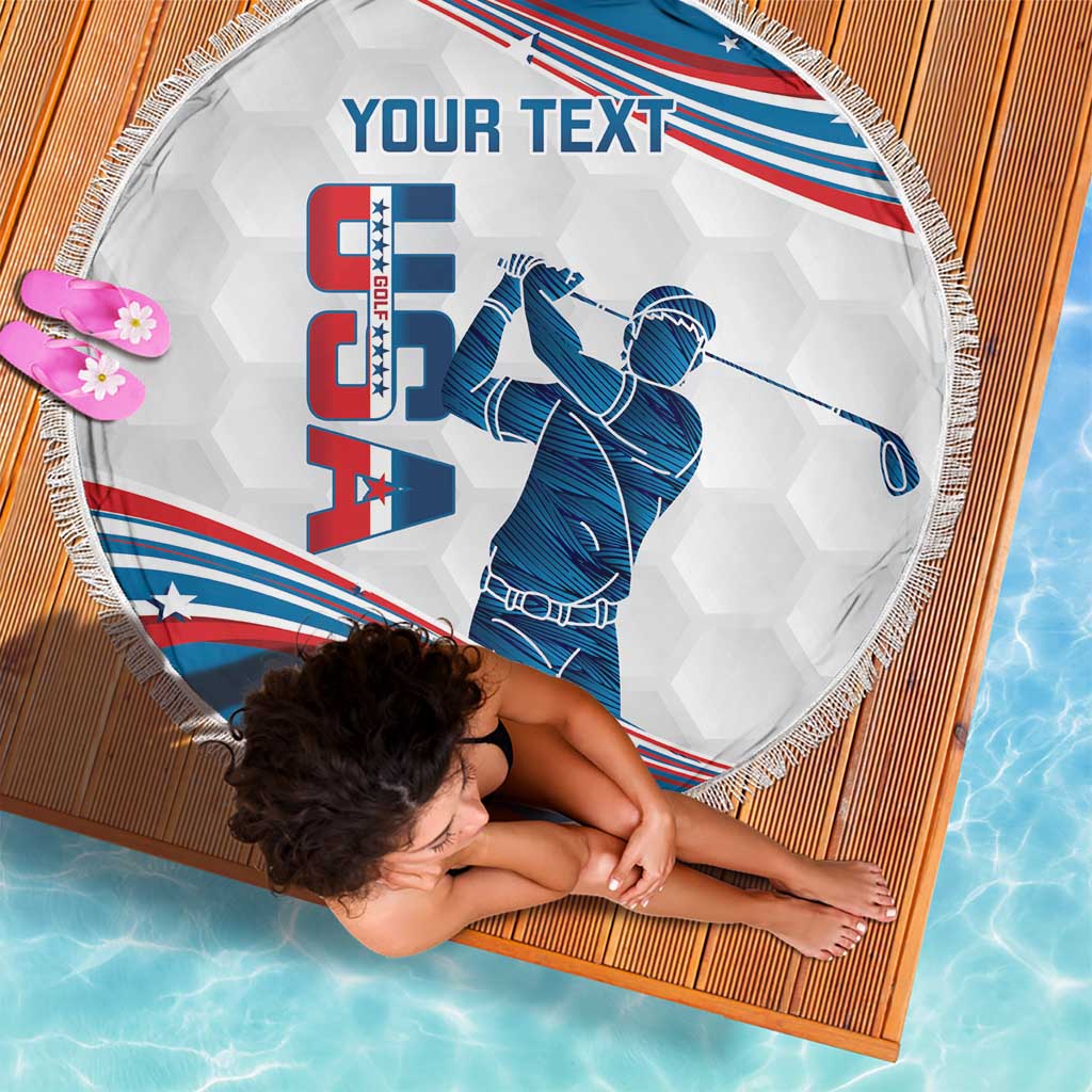 Personalized USA Golf Beach Blanket 2024 United States Flag Curve Style - Wonder Print Shop